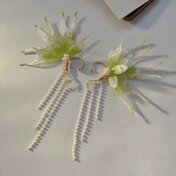 DAIIIBABYYY  -  Summer Sweet Fairy Cosplay Hanfu Accessories Female Mermaid Earrings Ear Hook Elf Tassel Hair Accessories Photography Props